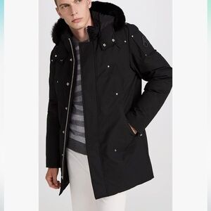 Moose Knuckles Men’s Stirling Parka Coat 3q  Black faux fur/Down Hooded Medium
